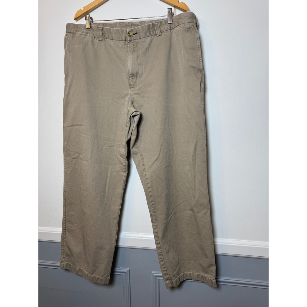 Duluth Trading Co Mens Khaki Chino Pants 42x32 Tan Cotton Twill Straight Leg